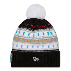 Las Vegas Raiders New Era Women's 2025 NFL Crucial Catch Cuffed Knit Hat with Pom - Black Hats