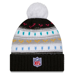Los Angeles Chargers New Era Women's 2025 NFL Crucial Catch Cuffed Knit Hat with Pom - Black Hats