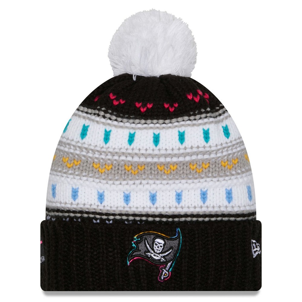 Tampa Bay Buccaneers New Era Women's 2025 NFL Crucial Catch Cuffed Knit Hat with Pom - Black Hats