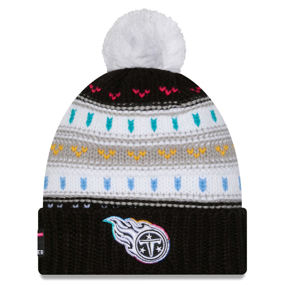 Tennessee Titans New Era Women's 2025 NFL Crucial Catch Cuffed Knit Hat with Pom - Black Hats