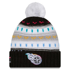 Tennessee Titans New Era Women's 2025 NFL Crucial Catch Cuffed Knit Hat with Pom - Black Hats