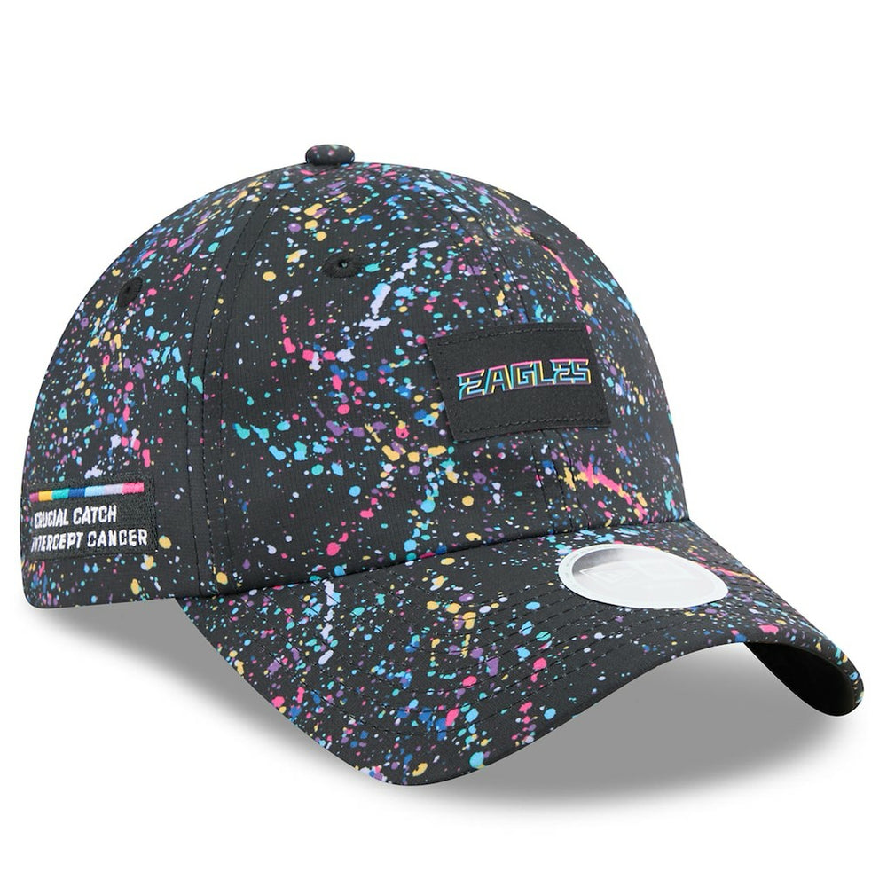 Philadelphia Eagles New Era Women's 2025 NFL Crucial Catch Pony Tail Adjustable Hat - Black Hats