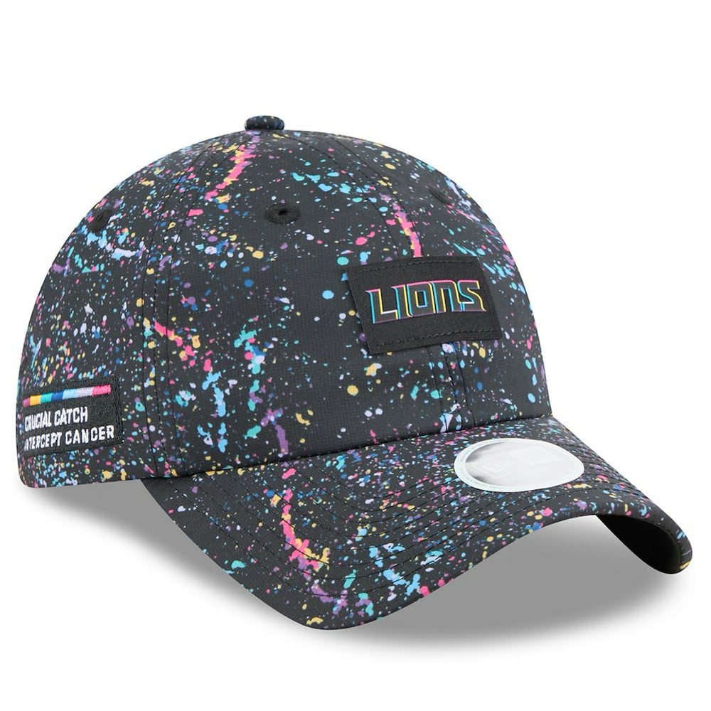 Detroit Lions New Era Women's 2025 NFL Crucial Catch Pony Tail Adjustable Hat - Black Hats