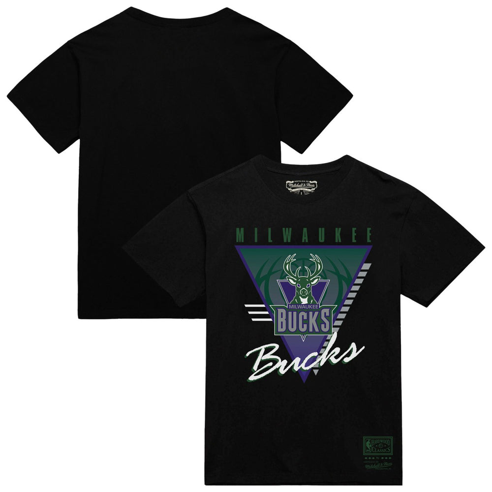 Milwaukee Bucks Worldwide Collection Tri-Logo T-Shirt Black - Mitchell & Ness