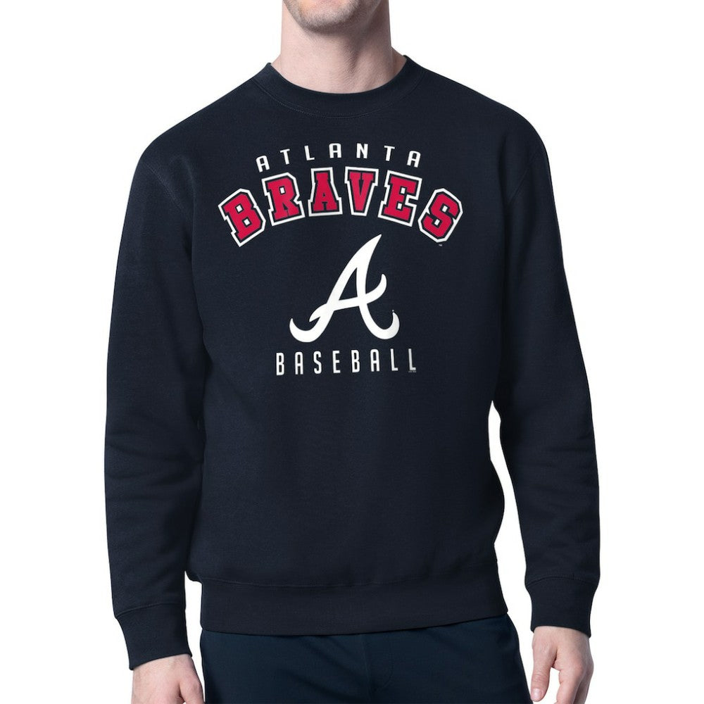 Atlanta Braves Starter Team Logo Fleece Pullover Sweatshirt - Navy Pullover