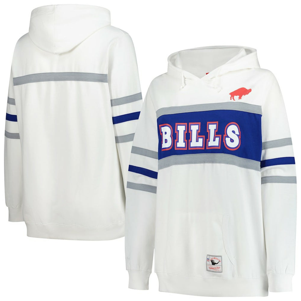 Buffalo Bills Women's Plus Size Head Coach Throwback Pullover Hoodie - White Hoodies