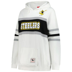 Pittsburgh Steelers Women's Plus Size Head Coach Throwback Pullover Hoodie - White Hoodies