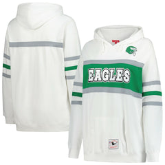 Philadelphia Eagles Women's Plus Size Head Coach Throwback Pullover Hoodie - White Hoodies