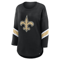 New Orleans Saints Women's Plus Size Redzone 3/4-Sleeve Scoop Neck T-Shirt - Black T-shirts