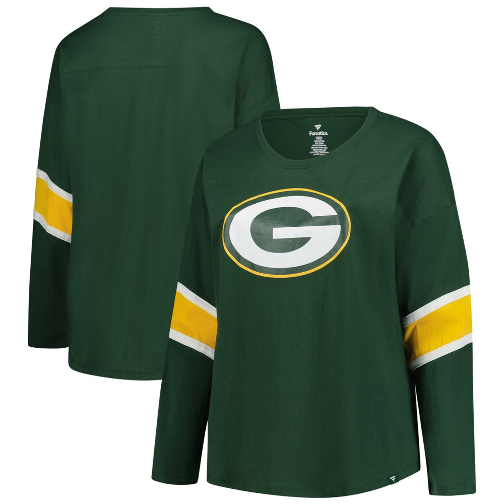 Green Bay Packers Women's Plus Size Redzone 3/4-Sleeve Scoop Neck T-Shirt - Green T-shirts