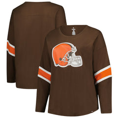 Cleveland Browns Women's Plus Size Redzone 3/4-Sleeve Scoop Neck T-Shirt - Brown T-shirts