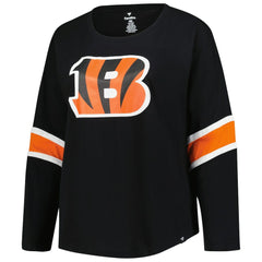 Cincinnati Bengals Women's Plus Size Redzone 3/4-Sleeve Scoop Neck T-Shirt - Black T-shirts
