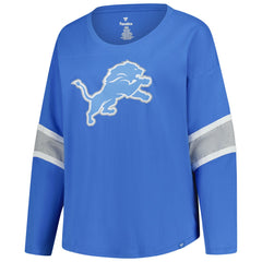 Detroit Lions Women's Plus Size Redzone 3/4-Sleeve Scoop Neck T-Shirt - Blue T-shirts