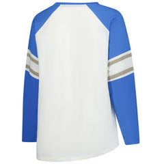Detroit Lions Women's Plus Size Redzone Lace Up Long Sleeve T-Shirt - White T-shirts