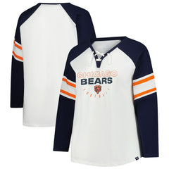 Chicago Bears Women's Plus Size Redzone Lace Up Long Sleeve T-Shirt - White T-shirts