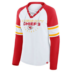 Kansas City Chiefs Women's Plus Size Redzone Lace Up Long Sleeve T-Shirt - White T-shirts
