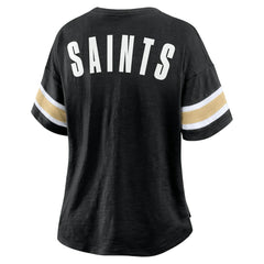 New Orleans Saints Women's Plus Size Redzone Notch Neck T-Shirt - Black T-shirts