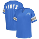 Detroit Lions Women's Plus Size Redzone Notch Neck T-Shirt - Blue T-shirts