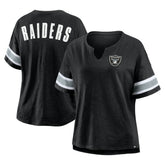 Las Vegas Raiders Women's Plus Size Redzone Notch Neck T-Shirt - Black T-shirts