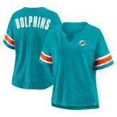 Miami Dolphins Women's Plus Size Redzone Notch Neck T-Shirt - Aqua T-shirts