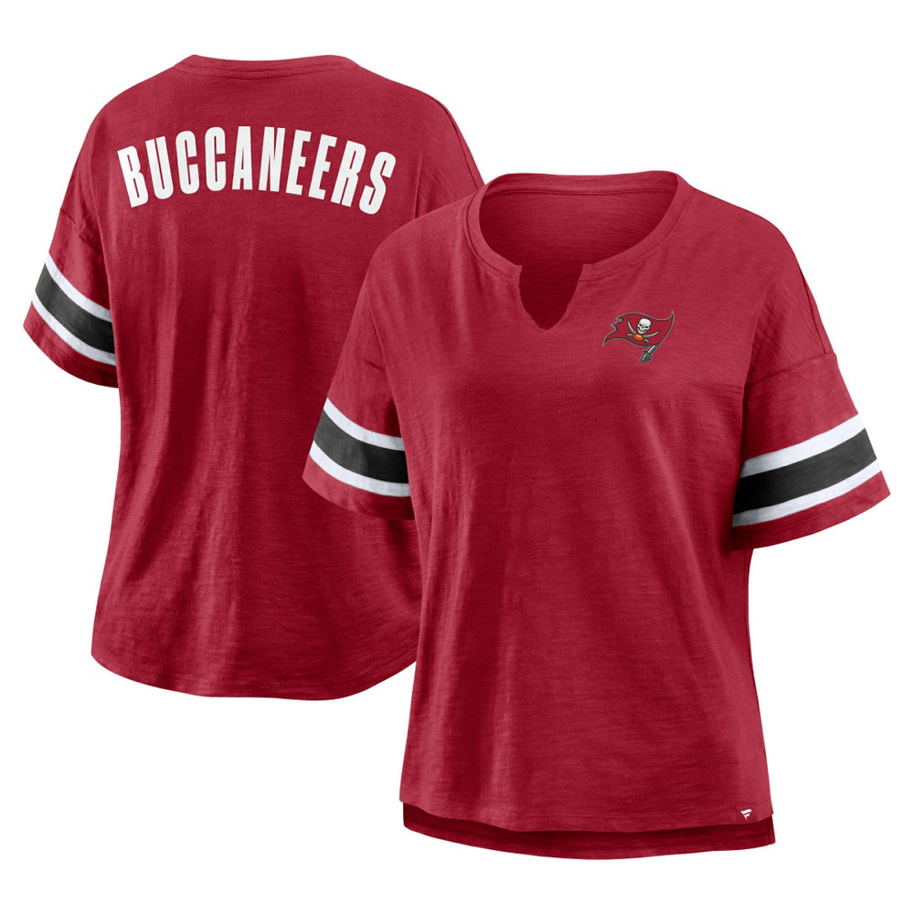 Tampa Bay Buccaneers Women's Plus Size Redzone Notch Neck T-Shirt - Red T-shirts