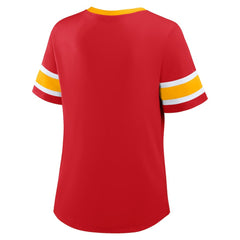 Kansas City Chiefs Women's Plus Size Red Zone Athena Lace-Up V-Notch Neck T-Shirt - Red T-shirts