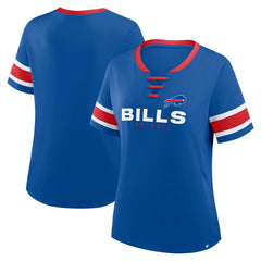 Buffalo Bills Women's Plus Size Red Zone Athena Lace-Up V-Notch Neck T-Shirt - Royal T-shirts