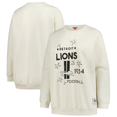 Detroit Lions Women's Plus Size Shooting Star Sweatshirt - Cream Sweatshirts