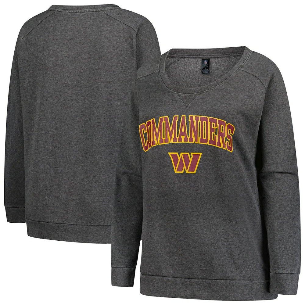 Washington Commanders Profile Women's Plus Size Acid Wash Raglan Sweatshirt - Charcoal Sweatshirts