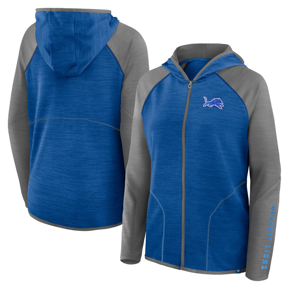 Detroit Lions Women's Plus Size End Around Pass Full-Zip Hoodie - Blue Hoodies