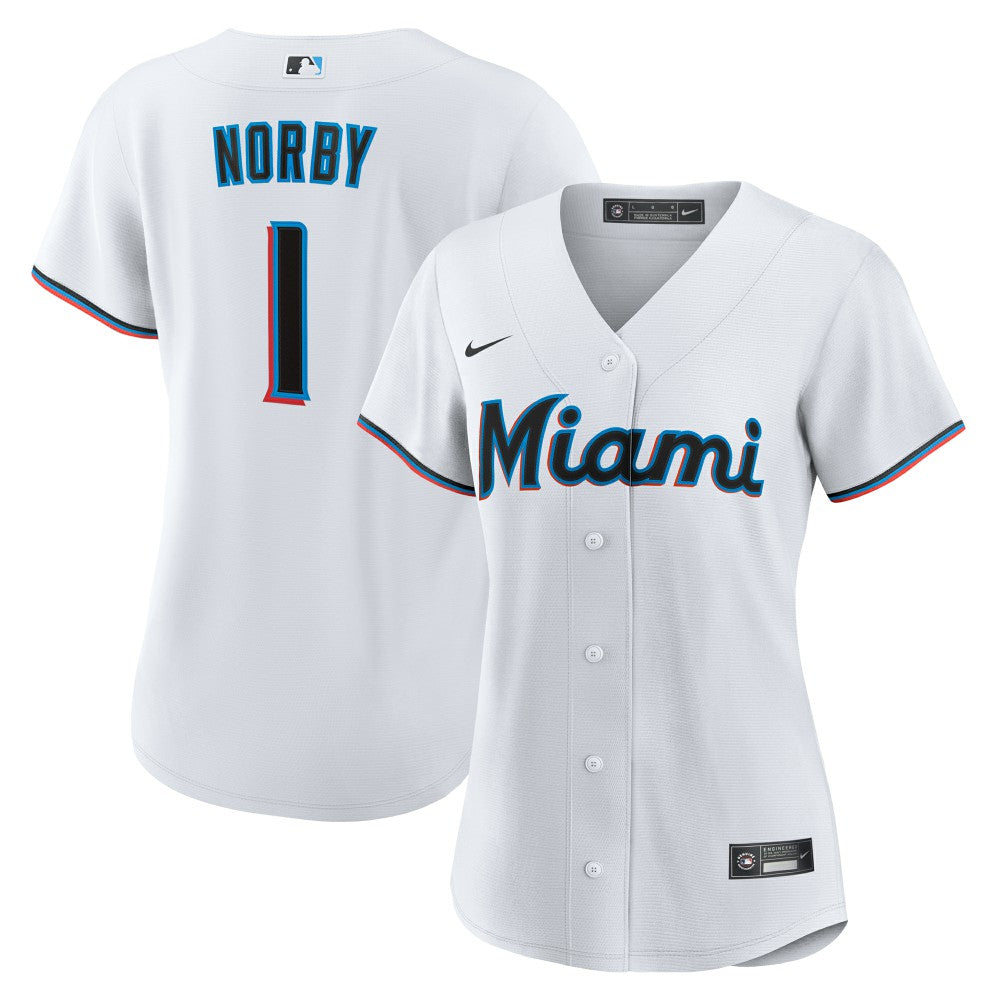 Connor Norby Miami Marlins Nike Women's Home Replica Jersey - White Jerseys
