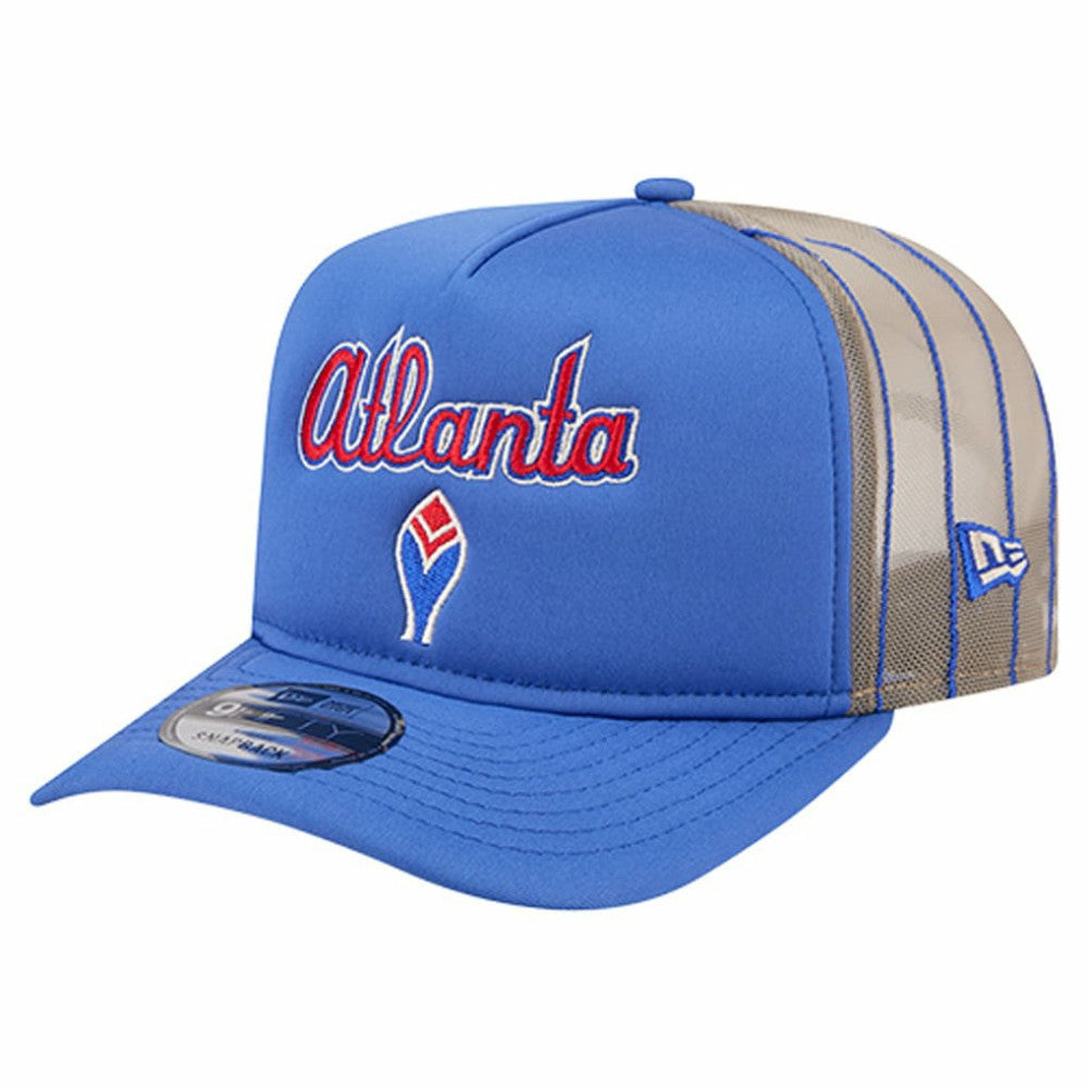 Atlanta Braves New Era Vintage Arched Foam Front 9FIFTY A-Frame Adjustable Trucker Hat - Royal Hats