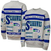 Seattle Seahawks Youth Throwback All-Over Print Fleece Sweatshirt - Gray Sweatshirts
