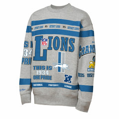 Detroit Lions Youth Throwback All-Over Print Fleece Sweatshirt - Gray Sweatshirts