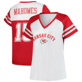 Patrick Mahomes Kansas City Chiefs Women's Plus Size Bling V-Neck T-Shirt - White T-shirts