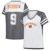Joe Burrow Cincinnati Bengals Women's Plus Size Bling V-Neck T-Shirt - White T-shirts