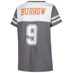 Joe Burrow Cincinnati Bengals Women's Plus Size Bling V-Neck T-Shirt - White T-shirts