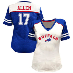 Josh Allen Buffalo Bills Women's Plus Size Bling V-Neck T-Shirt - White T-shirts