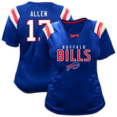 Josh Allen Buffalo Bills Women's Plus Size Name & Number Raglan Lace V-Neck T-Shirt - Royal T-shirts