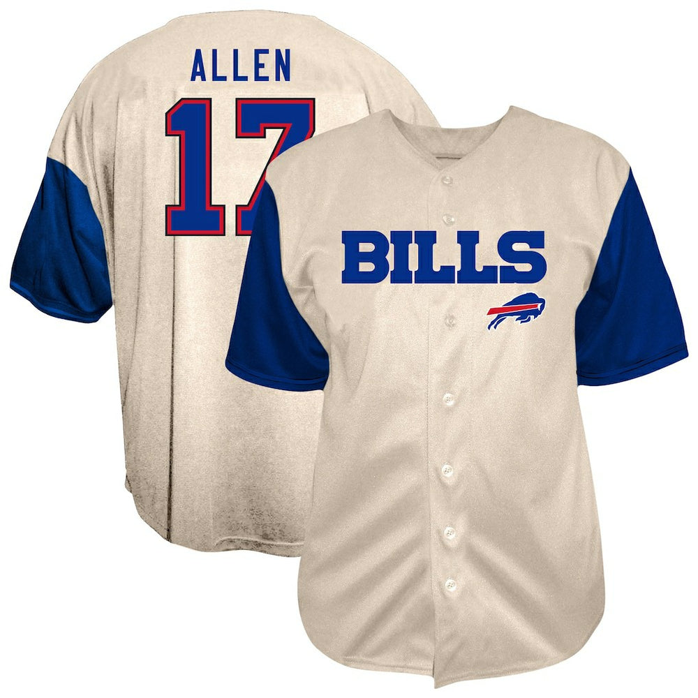 Josh Allen Buffalo Bills Big & Tall Baseball Button-Up Shirt - Cream