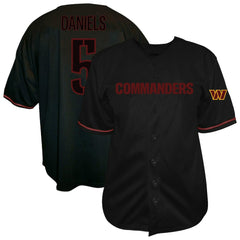 Jayden Daniels Washington Commanders Big & Tall Baseball Button-Up Shirt - Black
