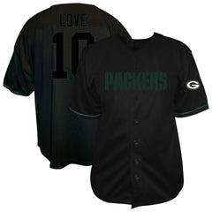 Jordan Love Green Bay Packers Big & Tall Baseball Button-Up Shirt - Black