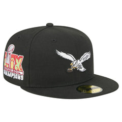 Philadelphia Eagles New Era Super Bowl LIX Champions Historic Side Patch 59FIFTY Fitted Hat - Black Hats