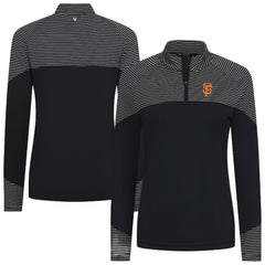 San Francisco Giants Levelwear Women's Classic Stripes Insignia 2.0 Raglan Quarter-Zip Top - Black Tops