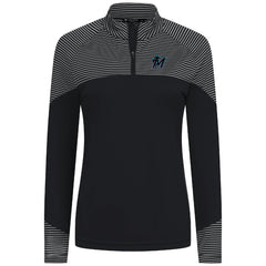 Miami Marlins Levelwear Women's Classic Stripes Insignia 2.0 Raglan Quarter-Zip Top - Black Tops