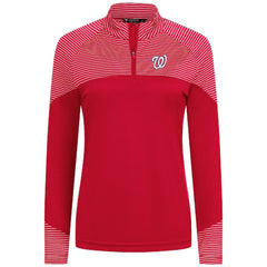 Washington Nationals Levelwear Women's Classic Stripes Insignia 2.0 Raglan Quarter-Zip Top - Red Tops
