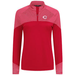 Cincinnati Reds Levelwear Women's Classic Stripes Insignia 2.0 Raglan Quarter-Zip Top - Red Tops