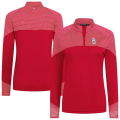 St. Louis Cardinals Levelwear Women's Classic Stripes Insignia 2.0 Raglan Quarter-Zip Top - Red Tops