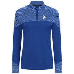 Los Angeles Dodgers Levelwear Women's Classic Stripes Insignia 2.0 Raglan Quarter-Zip Top - Royal Tops