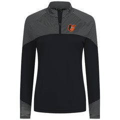 Baltimore Orioles Levelwear Women's Classic Stripes Insignia 2.0 Raglan Quarter-Zip Top - Black Tops